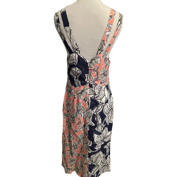 ASOS Mixed Floral Print Dress Womens Size 6 Navy & Pink Patchwork Boho Midi - Picture 5 of 9